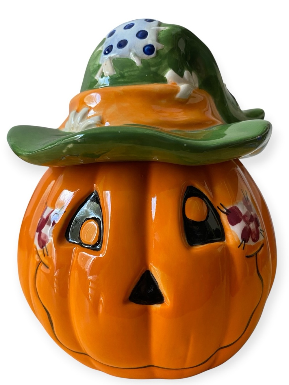 Ceramic Halloween Pumpkin Tea Light Candle Holder